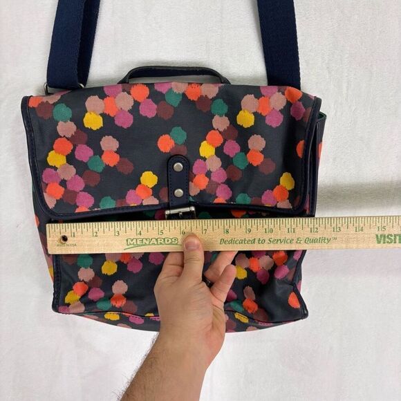 Fossil Navy with Colorful Dot Print Coated Canvas Messenger Bag - Picture 6 of 13